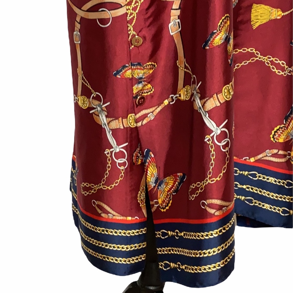 Zara Basic Long Red Chain Pattern Silky Lounge Dr… - image 6